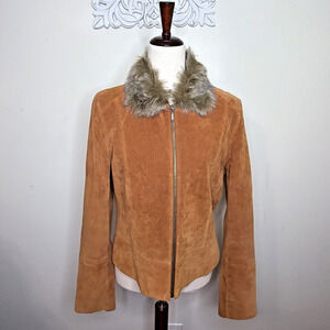 UNIFORM John Paul Richard M 100% Leather Jacket Zip-up Faux Fur Collar BROWN